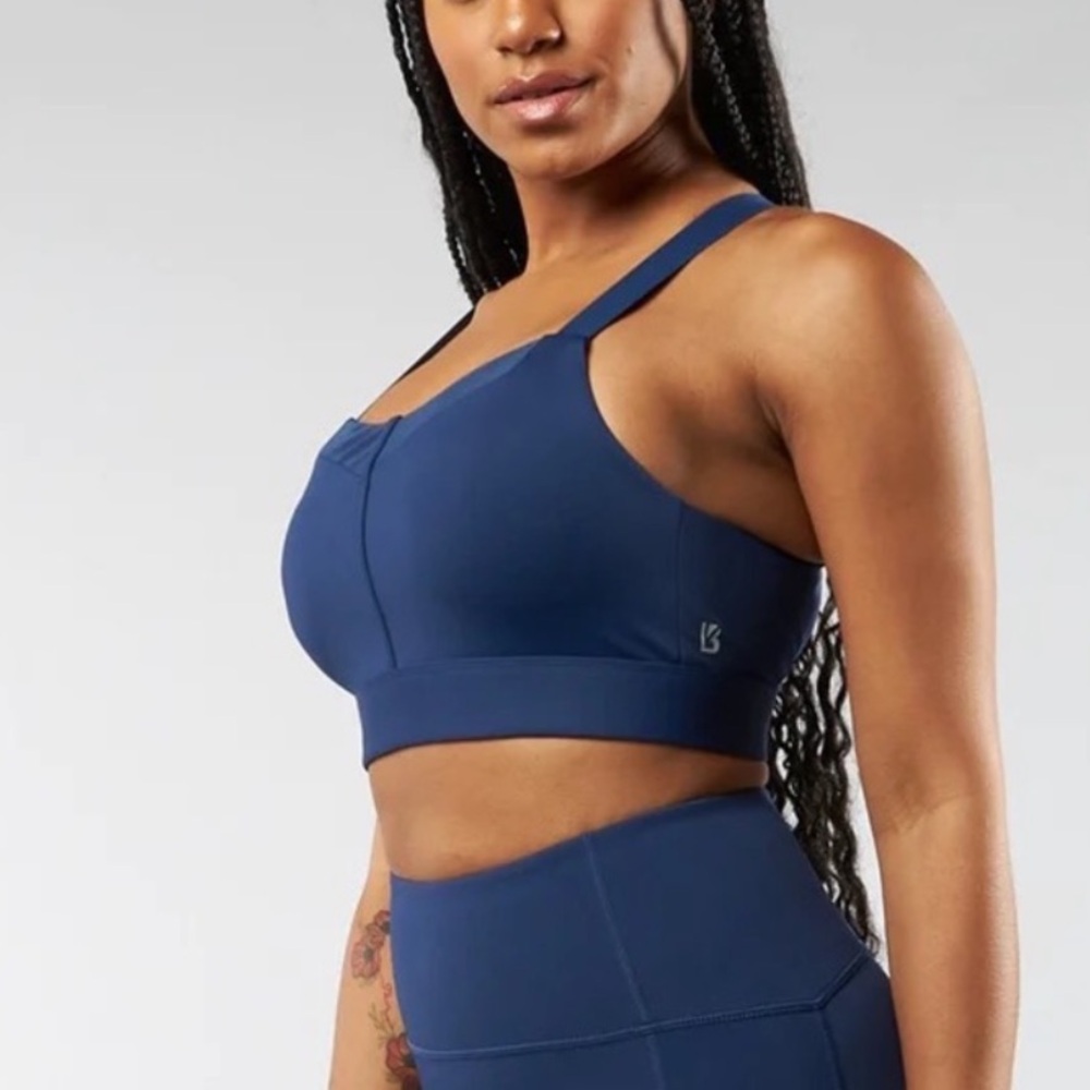 Buffbunny Collection Under Pressure sports bra in navy blue.